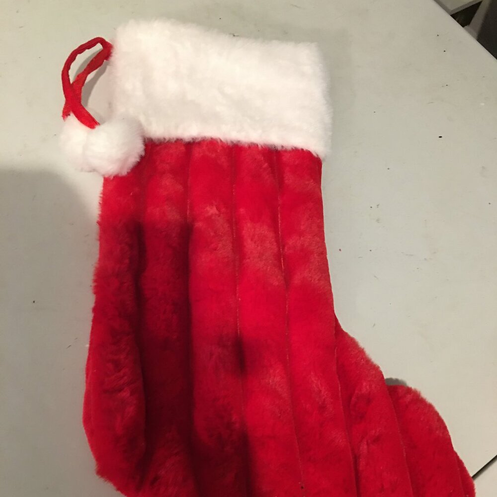 21 Inch Red Pom Pom Christmas Stocking - New